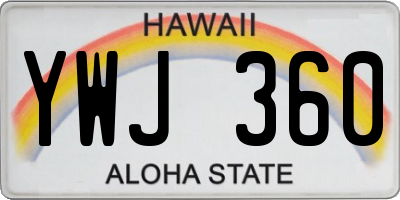 HI license plate YWJ360