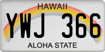 HI license plate YWJ366
