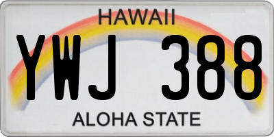 HI license plate YWJ388