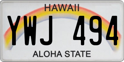 HI license plate YWJ494