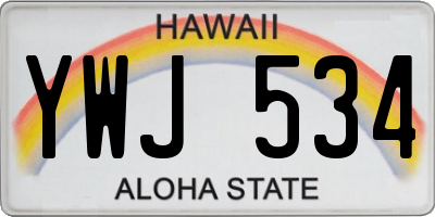 HI license plate YWJ534