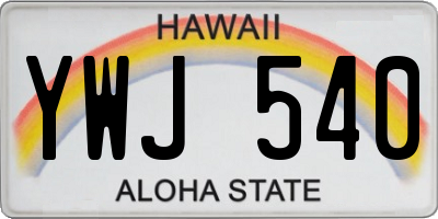 HI license plate YWJ540