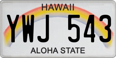 HI license plate YWJ543