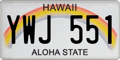 HI license plate YWJ551