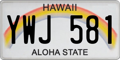 HI license plate YWJ581
