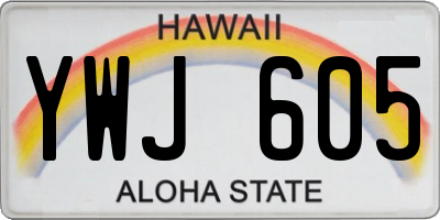 HI license plate YWJ605