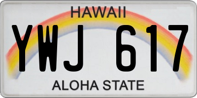 HI license plate YWJ617