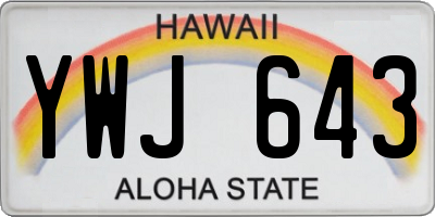 HI license plate YWJ643