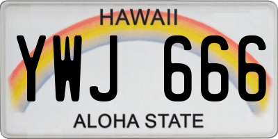 HI license plate YWJ666