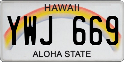 HI license plate YWJ669