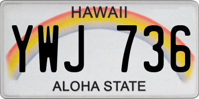 HI license plate YWJ736