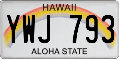 HI license plate YWJ793