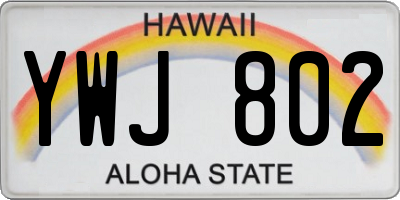 HI license plate YWJ802