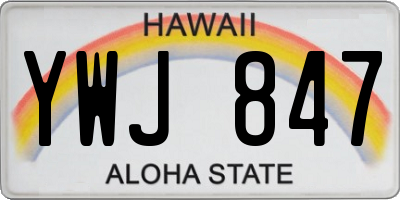 HI license plate YWJ847