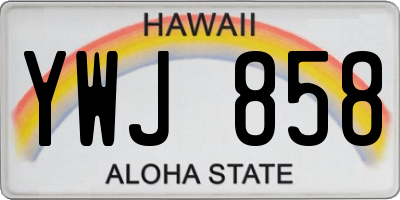 HI license plate YWJ858