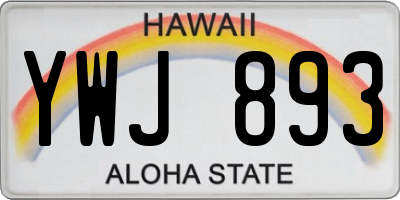 HI license plate YWJ893