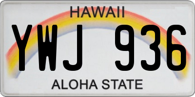 HI license plate YWJ936