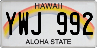HI license plate YWJ992