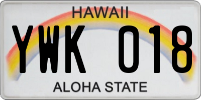 HI license plate YWK018