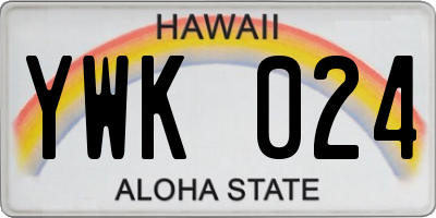 HI license plate YWK024
