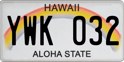 HI license plate YWK032