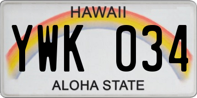 HI license plate YWK034