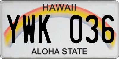 HI license plate YWK036