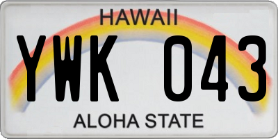 HI license plate YWK043