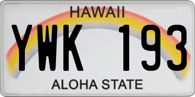 HI license plate YWK193