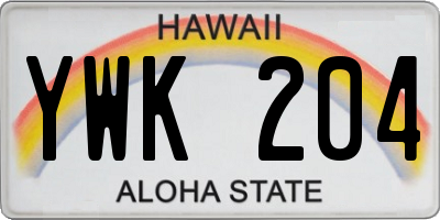 HI license plate YWK204