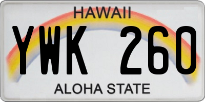 HI license plate YWK260