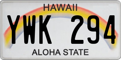 HI license plate YWK294