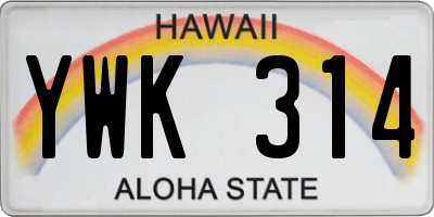 HI license plate YWK314