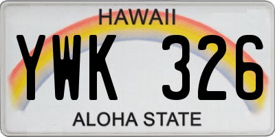 HI license plate YWK326