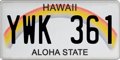 HI license plate YWK361