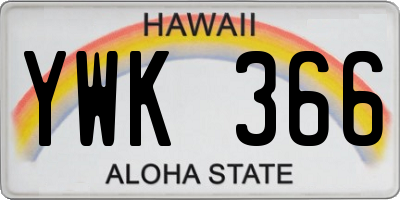 HI license plate YWK366