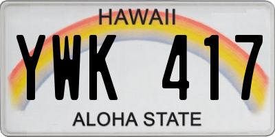 HI license plate YWK417
