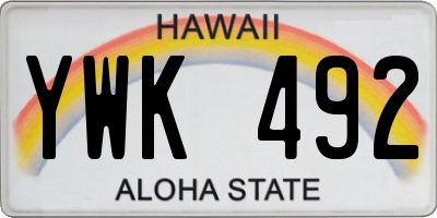 HI license plate YWK492
