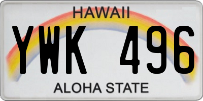 HI license plate YWK496