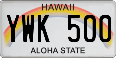 HI license plate YWK500