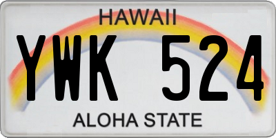 HI license plate YWK524