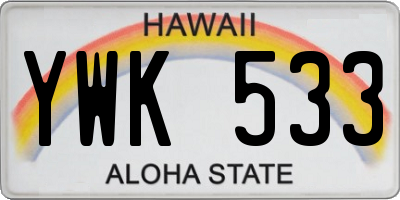 HI license plate YWK533