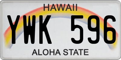 HI license plate YWK596