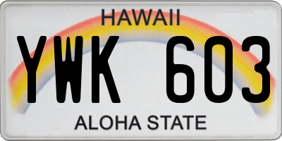 HI license plate YWK603