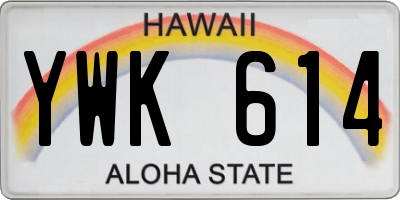 HI license plate YWK614