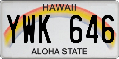 HI license plate YWK646