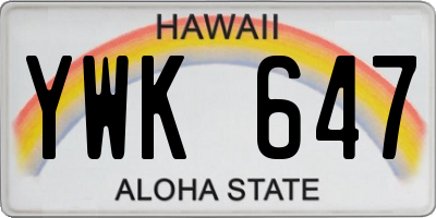 HI license plate YWK647