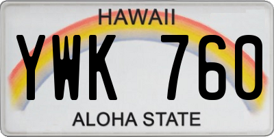 HI license plate YWK760