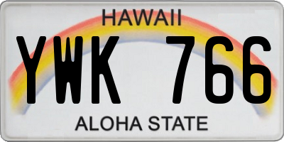 HI license plate YWK766