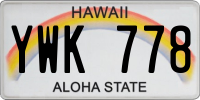 HI license plate YWK778